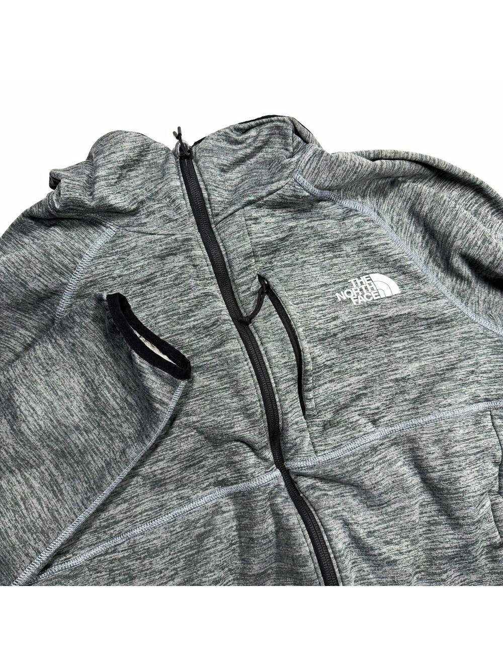 The North Face Men’s Gray Full Zip Hooded Jacket Zipped Pockets Heathered Medium
